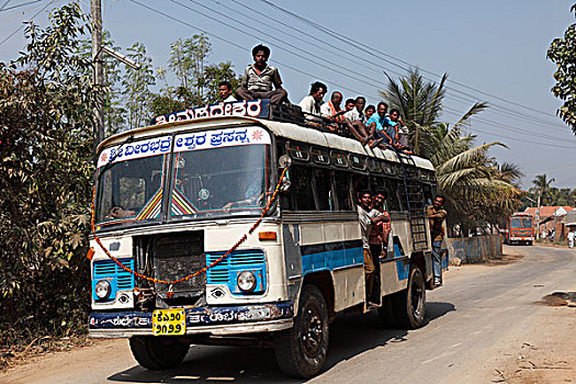 运输,巴士,靠近,印度南部,印度,南亚,亚洲