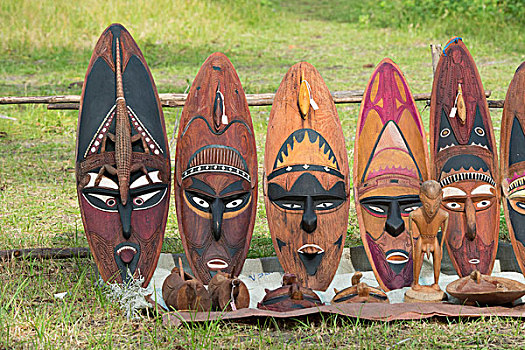 美拉尼西亚,巴布亚新几内亚,河,区域,湖,乡村,传统,雕刻,木质,面具,装饰,海贝,著名