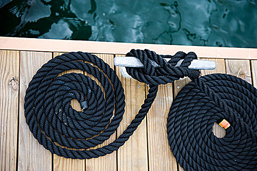 黑色,绳索,码头