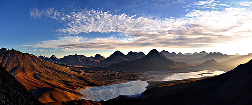 泻湖,围绕,区域,日出,乌尤尼,玻利维亚,南美