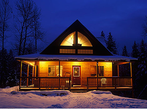 冬天,小屋,靠近,金伯利,不列颠哥伦比亚省,加拿大