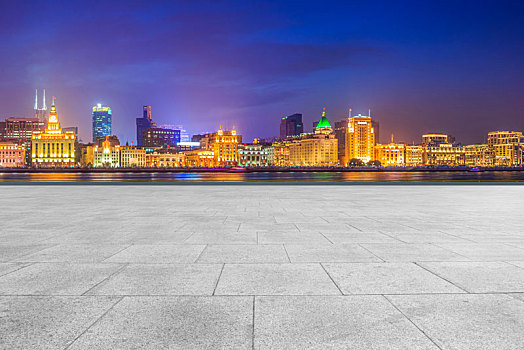 上海陆家嘴夜景和道路交通