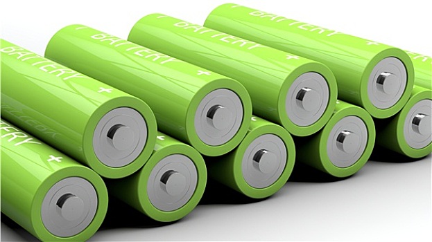 两个,排,绿色,电池