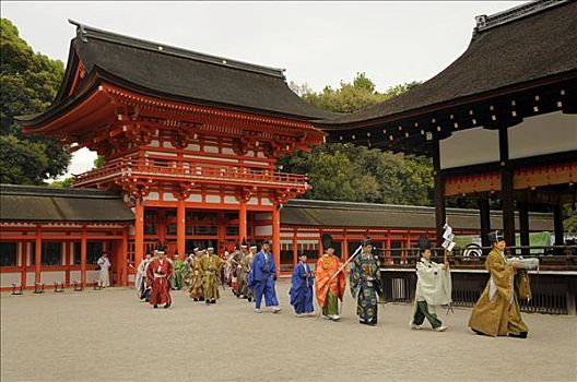 弓箭手,日本神道,牧师,射箭,打开,仪式,京都,日本,亚洲