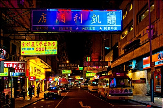 夜景,弥敦道,九龙,香港