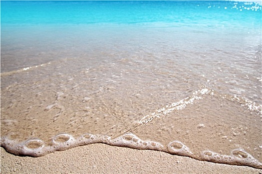 加勒比,清晰,海滩,沙子,纹理,岸边,波浪