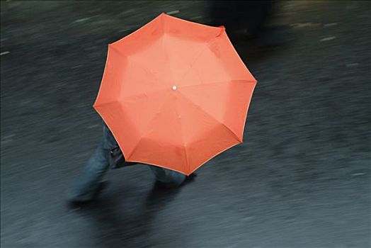 人,橙色,伞