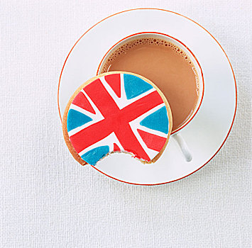 英国国旗,饼干,室外,平衡,茶杯