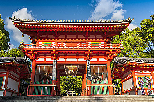 大门,神祠,神社,袛园,地区,京都,日本