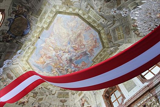 观景楼,室内,旗帜,巴洛克,维也纳,奥地利