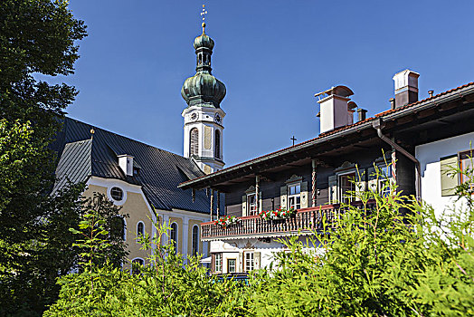 教区教堂,齐姆高,上巴伐利亚,巴伐利亚,德国南部,德国,欧洲