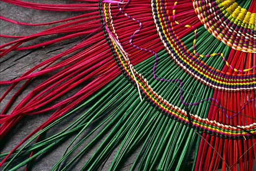 芦苇,色彩,编织,创作,错综复杂,靠近,亚马逊盆地,玻利维亚,女人,高地,工匠,变化,自然
