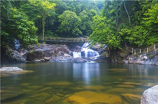 深,树林,瀑布,湖,马来西亚