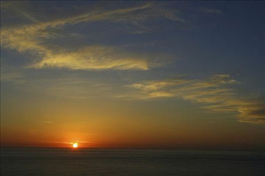 日落,上方,海洋,大,加利福尼亚,美国