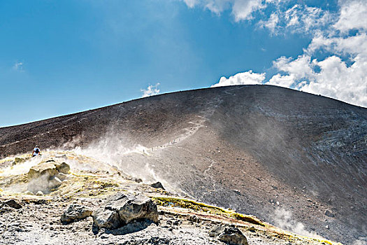 火山,墨西拿,地区,西西里,意大利,欧洲,硫磺,喷气孔,火山口,边缘