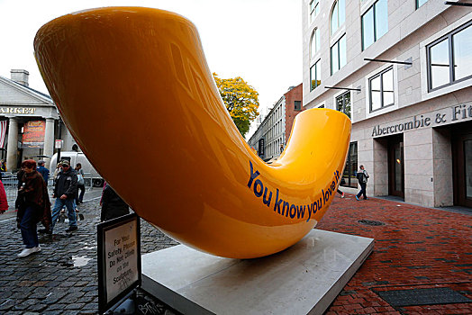 现代,黄色,雕塑,芬紐堂集市,市场,波士顿,马萨诸塞,美国,北美