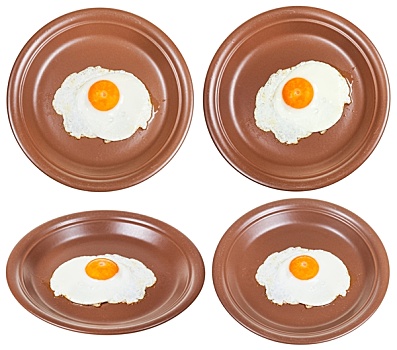褐色,盘子,一个,煎鸡蛋,隔绝