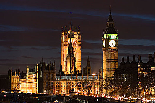 欧洲,英格兰,伦敦,议会大厦,晚间