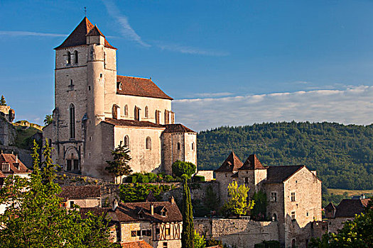 教堂,中世纪,城镇,比利牛斯,法国