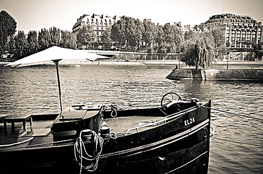 船,停靠,赛纳河,河,巴黎,法国