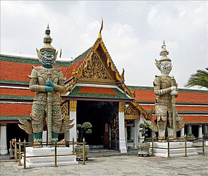入口,魔鬼,大皇宫,玉佛寺,佛教寺庙,复杂,曼谷,泰国,亚洲