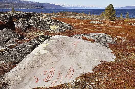 史前,石头,雕刻,阿尔泰,挪威