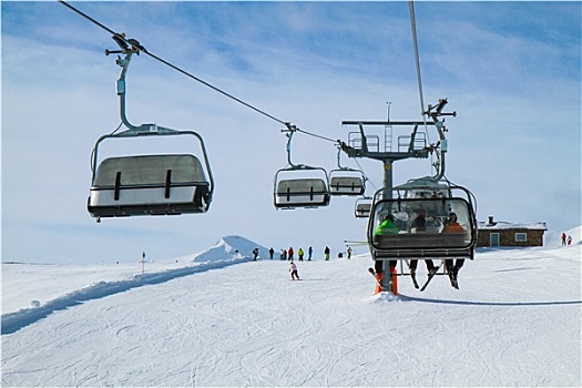 空中缆椅,三个,滑雪
