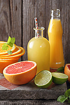 新鲜,按压,柑橘,果汁,玻璃瓶