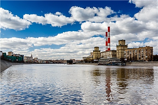 城市,莫斯科河,煤,电厂,莫斯科,俄罗斯