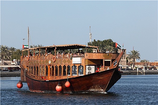 木质,独桅三角帆船,餐馆,迪拜河