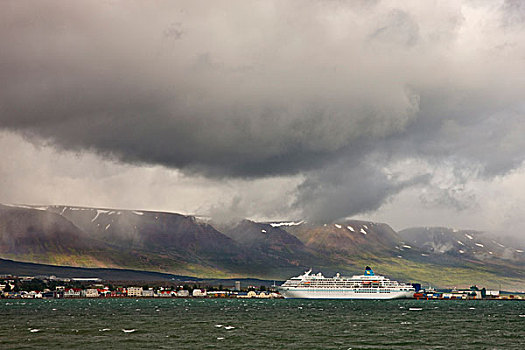 冰岛,游船,锚定,港口