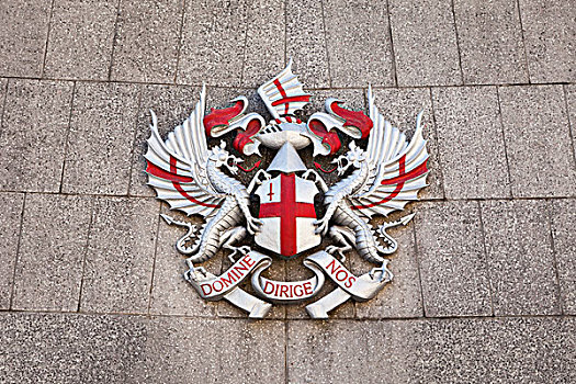 盾徽,城市,伦敦,公司,展示,挨着,市政厅,英格兰,英国,欧洲