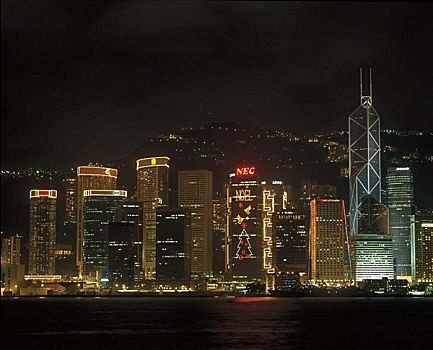 塔楼,写字楼,市中心,中国银行,夜晚,香港,中国,亚洲