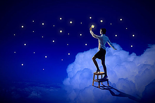 女人,燈光,星星