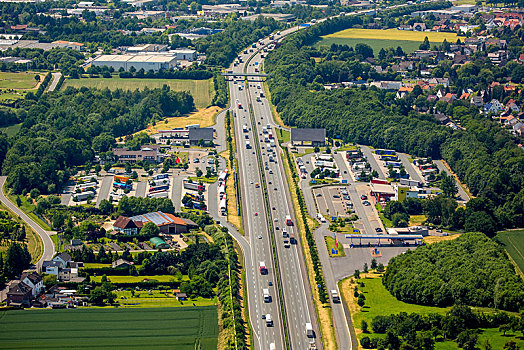 高速公路,休息区,哈姆,地区,北莱茵威斯特伐利亚,德国,欧洲
