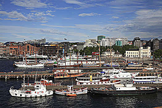 挪威,奥斯陆,港口,全景