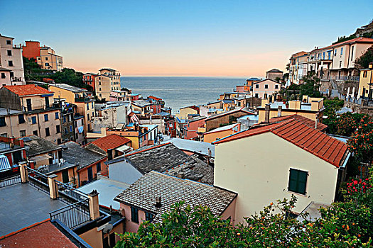 里奥马焦雷,水岸,风景,日落,建筑,五渔村,意大利