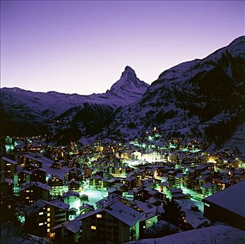 瑞士,策马特峰,夜晚,冬天