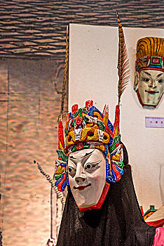 贵州省贵阳青岩古镇贵州会馆展示的贵州民族非物质文化遗产----傩戏面具