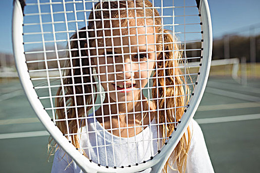 女孩,风景,网球拍,特写,头像