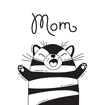 插画,喜悦,猫,妈妈,设计,有趣,海报,卡,可爱,动物,矢量