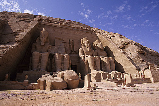 埃及,阿布辛贝尔神庙,四个,雕塑,拉美西斯二世