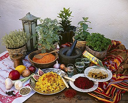 藏红花,肉饭,米饭,成分,阿拉伯,厨房