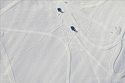 两个,雪中,围绕,滑雪轨迹,越野滑雪,上巴伐利亚,巴伐利亚,德国