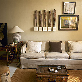 软垫,沙发,种族,雕刻,雕塑,黄色,起居室