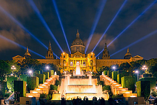 灯,展示,喷泉,巴塞罗那