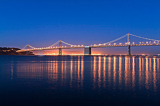 奥克兰,湾,桥,黃昏,旧金山,加利福尼亚,美国,北美