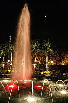 喷泉,灯光