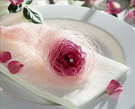 餐巾装饰,玫瑰,白色,毛发