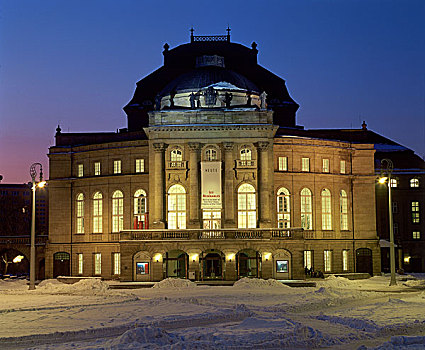 歌剧院,冬天,萨克森,德国,欧洲